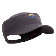 Abstract Sun and Sea Logo Embroidered Big Size Adjustable Ripstop Army Cap - Charcoal-Grey OSFM