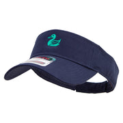 Green Duck Logo Embroidered Cotton Twill Sun Visor - Navy OSFM