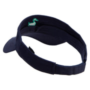 Green Duck Logo Embroidered Cotton Twill Sun Visor - Navy OSFM