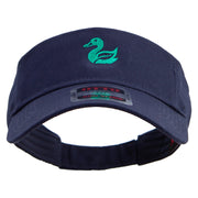 Green Duck Logo Embroidered Cotton Twill Sun Visor - Navy OSFM