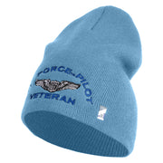 Air Force Pilot Veteran Symbol Embroidered 8 Inch Solid Knit Short Beanie Made in USA - Carolina-Blue OSFM