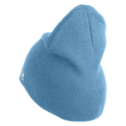 Air Force Pilot Veteran Symbol Embroidered 8 Inch Solid Knit Short Beanie Made in USA - Carolina-Blue OSFM