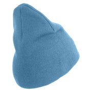 Air Force Pilot Veteran Symbol Embroidered 8 Inch Solid Knit Short Beanie Made in USA - Carolina-Blue OSFM