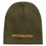 Jacksonville Logo Embroidered 8 inch Acrylic Short Beanie - Olive OSFM