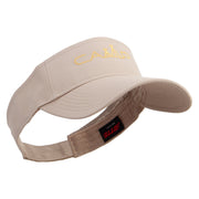 Camp Typography with Tent Embroidered Cotton Twill Sun Visor - Khaki OSFM