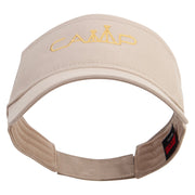 Camp Typography with Tent Embroidered Cotton Twill Sun Visor - Khaki OSFM