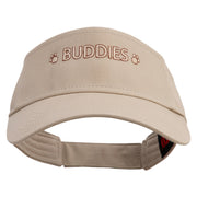 Adventure Buddies Phrase Embroidered Cotton Twill Sun Visor - Khaki OSFM