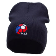 USA Soccer Ball Made in USA Embroidered 8 Inch Short Beanie - Navy OSFM