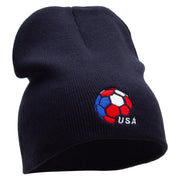 USA Soccer Ball Made in USA Embroidered 8 Inch Short Beanie - Navy OSFM