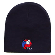 USA Soccer Ball Made in USA Embroidered 8 Inch Short Beanie - Navy OSFM