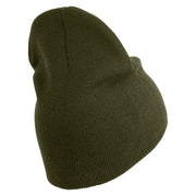 U.S. Marine Corps 4th Marine Division Symbol Embroidered 8 Inch Solid Knit Short Beanie Made in USA - Olive OSFM