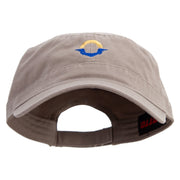 Abstract Sun and Sea Logo Embroidered Big Size Adjustable Ripstop Army Cap - Khaki OSFM