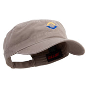 Abstract Sun and Sea Logo Embroidered Big Size Adjustable Ripstop Army Cap - Khaki OSFM