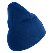 Air Force Pilot Veteran Symbol Embroidered 8 Inch Solid Knit Short Beanie Made in USA - Royal-Blue OSFM