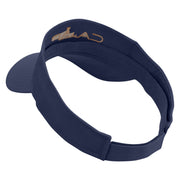 Camp Typography with Tent Embroidered Cotton Twill Sun Visor - Navy OSFM