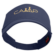 Camp Typography with Tent Embroidered Cotton Twill Sun Visor - Navy OSFM