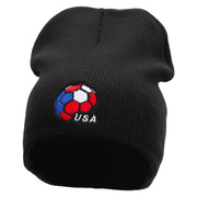 USA Soccer Ball Made in USA Embroidered 8 Inch Short Beanie - Black OSFM