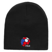 USA Soccer Ball Made in USA Embroidered 8 Inch Short Beanie - Black OSFM