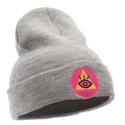 Pyramid Eye Embroidered 12 Inch Long Knitted Beanie