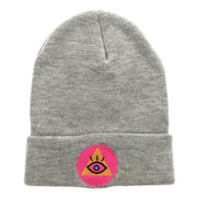 Pyramid Eye Embroidered 12 Inch Long Knitted Beanie