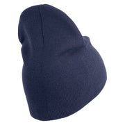 U.S. Marine Corps 4th Marine Division Symbol Embroidered 8 Inch Solid Knit Short Beanie Made in USA - Navy OSFM