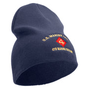 U.S. Marine Corps 4th Marine Division Symbol Embroidered 8 Inch Solid Knit Short Beanie Made in USA - Navy OSFM