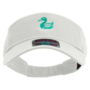 Green Duck Logo Embroidered Cotton Twill Sun Visor - White OSFM