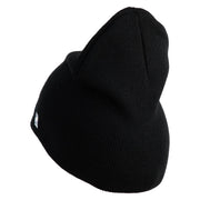 Air Force Pilot Veteran Symbol Embroidered 8 Inch Solid Knit Short Beanie Made in USA - Black OSFM