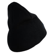 Air Force Pilot Veteran Symbol Embroidered 8 Inch Solid Knit Short Beanie Made in USA - Black OSFM