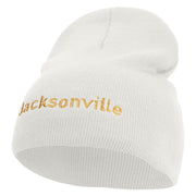 Jacksonville Logo Embroidered 8 inch Acrylic Short Beanie - White OSFM