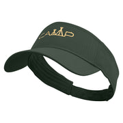 Camp Typography with Tent Embroidered Cotton Twill Sun Visor - Dk-Green OSFM