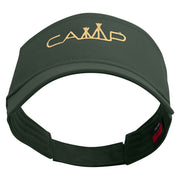 Camp Typography with Tent Embroidered Cotton Twill Sun Visor - Dk-Green OSFM