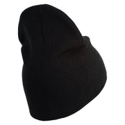 U.S. Marine Corps 4th Marine Division Symbol Embroidered 8 Inch Solid Knit Short Beanie Made in USA - Black OSFM