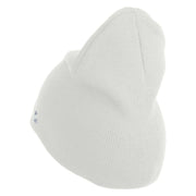 Air Force Pilot Veteran Symbol Embroidered 8 Inch Solid Knit Short Beanie Made in USA - White OSFM