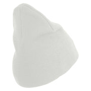 Air Force Pilot Veteran Symbol Embroidered 8 Inch Solid Knit Short Beanie Made in USA - White OSFM