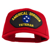 Americal Division Veteran Patched Solid Cotton Twill Pro Style Cap - Red OSFM