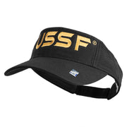 USSF Gold Letter Design Embroidered Pro Style Cotton Twill Washed Visor - Black OSFM