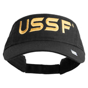USSF Gold Letter Design Embroidered Pro Style Cotton Twill Washed Visor - Black OSFM