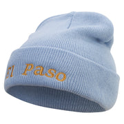 El Paso Logo Embroidered Super Stretch Knit Watch Cap Beanie - Columbia-Blue OSFM