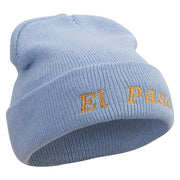 El Paso Logo Embroidered Super Stretch Knit Watch Cap Beanie - Columbia-Blue OSFM