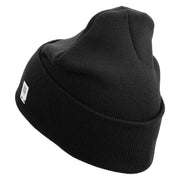 Marine Veteran Logo Embroidered 12 Inch Solid Knit Cuff Long Beanie Made in USA - Black OSFM