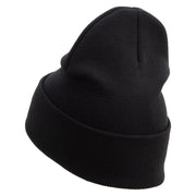 Licensed Star US Army Retired Military Embroidered 12 Inch Solid Knit Cuff Long Beanie Made in USA - Black OSFM