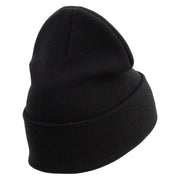 Licensed Star US Army Retired Military Embroidered 12 Inch Solid Knit Cuff Long Beanie Made in USA - Black OSFM