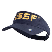 USSF Gold Letter Design Embroidered Pro Style Cotton Twill Washed Visor - Navy OSFM