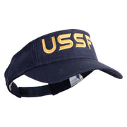USSF Gold Letter Design Embroidered Pro Style Cotton Twill Washed Visor - Navy OSFM