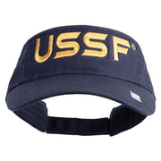 USSF Gold Letter Design Embroidered Pro Style Cotton Twill Washed Visor - Navy OSFM