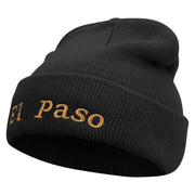 El Paso Logo Embroidered Super Stretch Knit Watch Cap Beanie - Black OSFM