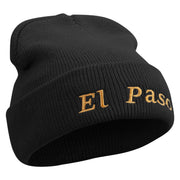 El Paso Logo Embroidered Super Stretch Knit Watch Cap Beanie - Black OSFM