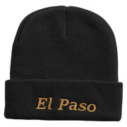 El Paso Logo Embroidered Super Stretch Knit Watch Cap Beanie - Black OSFM