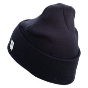 Marine Veteran Logo Embroidered 12 Inch Solid Knit Cuff Long Beanie Made in USA - Navy OSFM